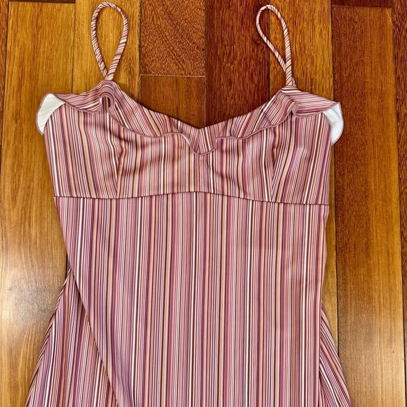 Lori M. | Vintage pink stripe ruffle dress size 10 medium - Picture 3 of 7